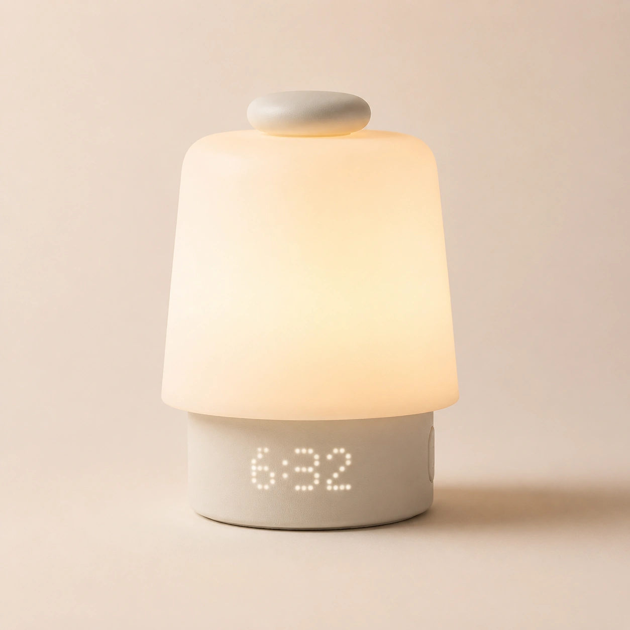 Hatch Baby sleep sound machine close-up with soft nightlight and digital display